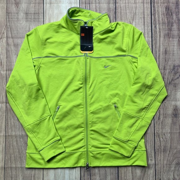 Nike Dri Fit Long Sleeve Full Zip Track Jacket Lime Green Women’s Large - Picture 1 of 6